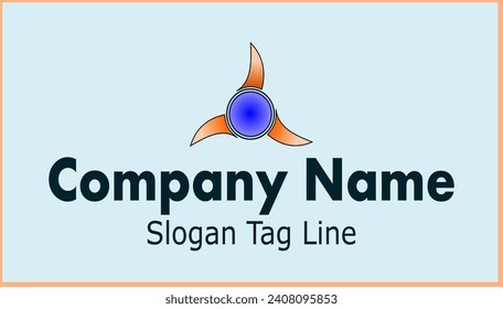 The logo is a circle with three legs on a light blue background, abstract art Icon design template, success sign, symbol together moving forward. Brand identity