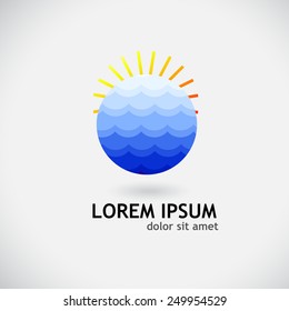 Logo circle with waves and sun. Vector