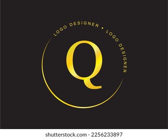 Logo circles with the letter in the middle in mirrored gold