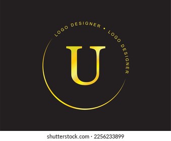 Logo circles with the letter in the middle in mirrored gold