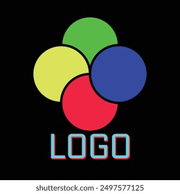 Logo circles on black Background 4 different colors circles makes a beautiful logo on black background