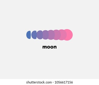 Logo Circles, shooting star, progressive logo, geometric element, gradient colours. Moon Logo. Purple to pink gradient.