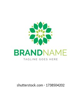 logotipo de hojas en círculo, diseño vectorial, totalmente editable