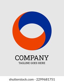 logo with a circular formation around it with blue and orange hues so it looks so harmonious.