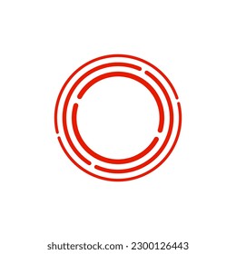 Logo of a circular labyrinth empty inside. Сolored round maze symbol.
