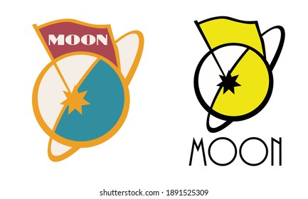 Logo circular orbit of the planet and flag