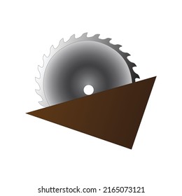A logo of circular saw and wood