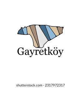 logo city of the gayretkoy, Map of gayretkoy city of turkey region, illustration vector design template