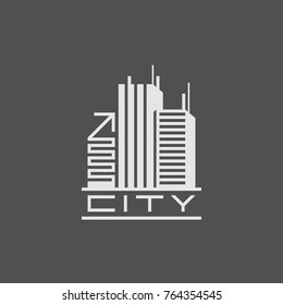 logo city, grey background, building homes