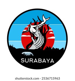 Logotipo da cidade Tubarões Surabaya e crocodilo 