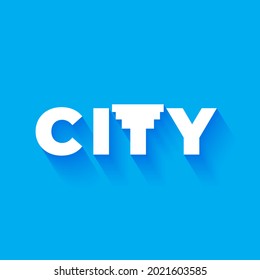 Logo eines City-Vektorsymbol Textlogo, Einfach und sauber, flach, geeignet für Kommunikationsunternehmen oder Dienstleistungen