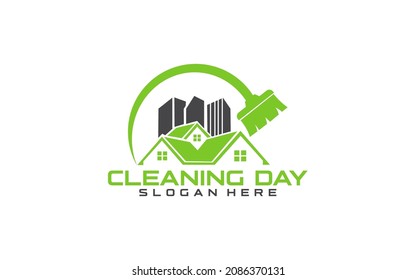 Logo Cleaning service. Creative Eco symbol template. Building and House
