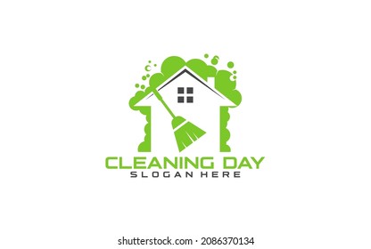 Logo Cleaning service. Creative Eco symbol template. Building and House