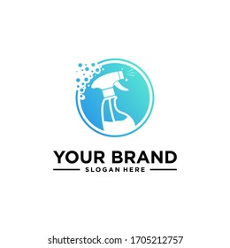 logo for the cleaning services with the concept of foam and water symbols as well as hygiene sprays and mountains as a fresh natural symbol