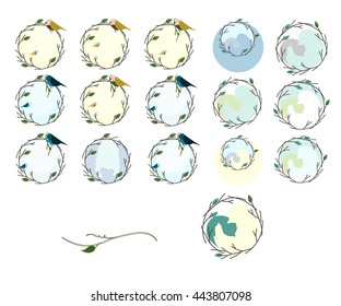 logo clipart branches leaves and birds in circles