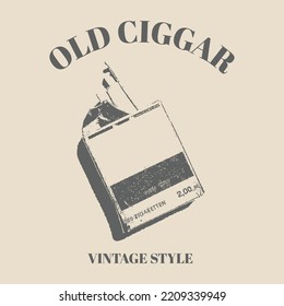 logotipo Cierre los cigarrillos en un paquete aislado en un fondo blanco. Arte de línea monocromática. Diseño retro. Ilustración vectorial. diseño de plantilla 