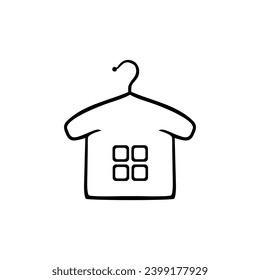 logo or clothing icon in the shape of a house, icon for laundry