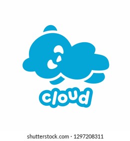 Logo with a cloud in the form of a bear. Panda logo. Logo for a shop, cafe, art space, school, kindergarten. Children's illustration.