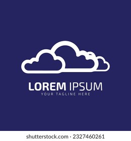 Logo of clouds, Cloud icon, cloud shape. Cloud icon, shape, label, symbol. Graphic element vector. Vector design element for logo, web and print. silhouette isolated on blue background.