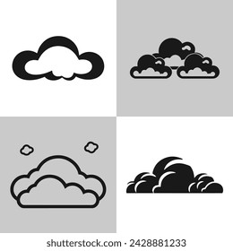 Logo of clouds icon set isolated vector silhouette design