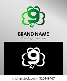 Logo Clover icon design template elements. The number 9
