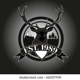 Logo for the club of hunters. Deer on a dark background.