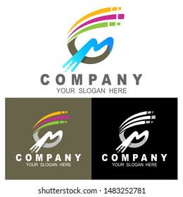 Logo of the CM letters, C, M , letter cm logo with pixel,