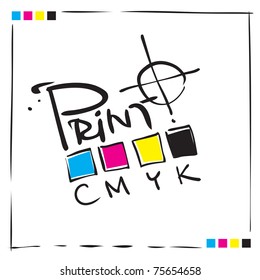 Logo CMYK Print concept design, painterly calligraphic freehand style