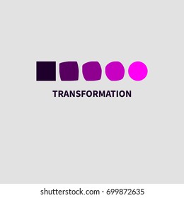 Logo Coaching Development. Icon Personal Growth Training. Square Turns Into Circle. Vector Illustration.