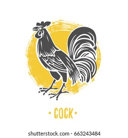 Logo of cock on a white background. Coat of arms, heraldry, emblem, symbol design elements.