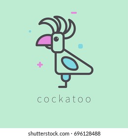 Logo cockatoo. Vector icon bird, parrot. Exotic character.