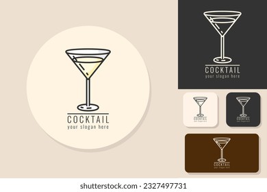Ilustración vectorial del conjunto de cócteles de logotipo, icono de diseño mínimo en un fondo diferente.Ilustración vectorial.