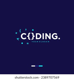 logo coding vector,programmer logo icon, technology, symbol code logo illustration, coding. vector suitable for your media design logo 