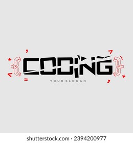logo coding vector,programmer logo icon, technology, symbol code logo illustration, coding. vector suitable for your media design logo