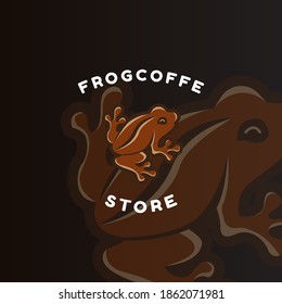 logo coffee bean double meaning with frog object