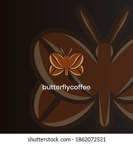 logo coffee bean double meaning with butterfly object