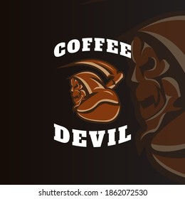 logo coffee bean double meaning with devil object