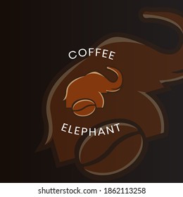 logo coffee bean double meaning with elephant object