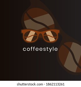 logo coffee bean double meaning with glasses object