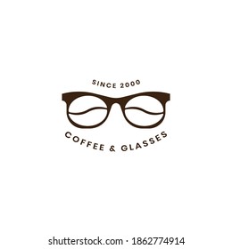logo coffee bean double meaning with glasses object