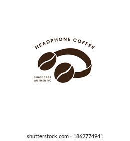 logo coffee bean double meaning with headphone object