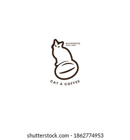 logo coffee bean double meaning with cat object