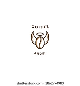 logo coffee bean double meaning with wings angel object