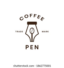 logo coffee bean double meaning with pen object