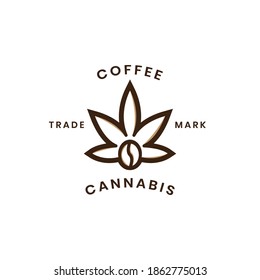 logo coffee bean double meaning with cannabis object