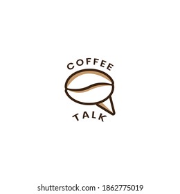 logo coffee bean double meaning with bubble chat object
