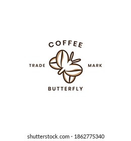 logo coffee bean double meaning with butterfly object