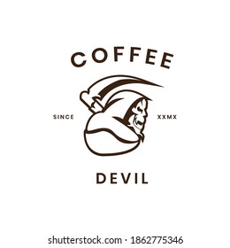 logo coffee bean double meaning with devil object