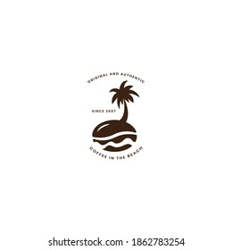 logo coffee bean double meaning with beach object
