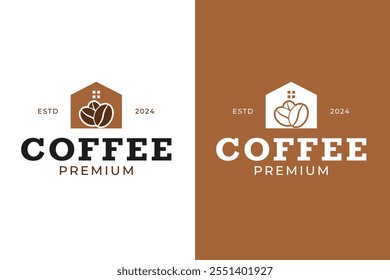 Logo of coffee bean with house icon design vector illustration